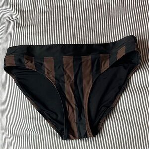 Aerie Black and Brown Striped Bikini Bottom